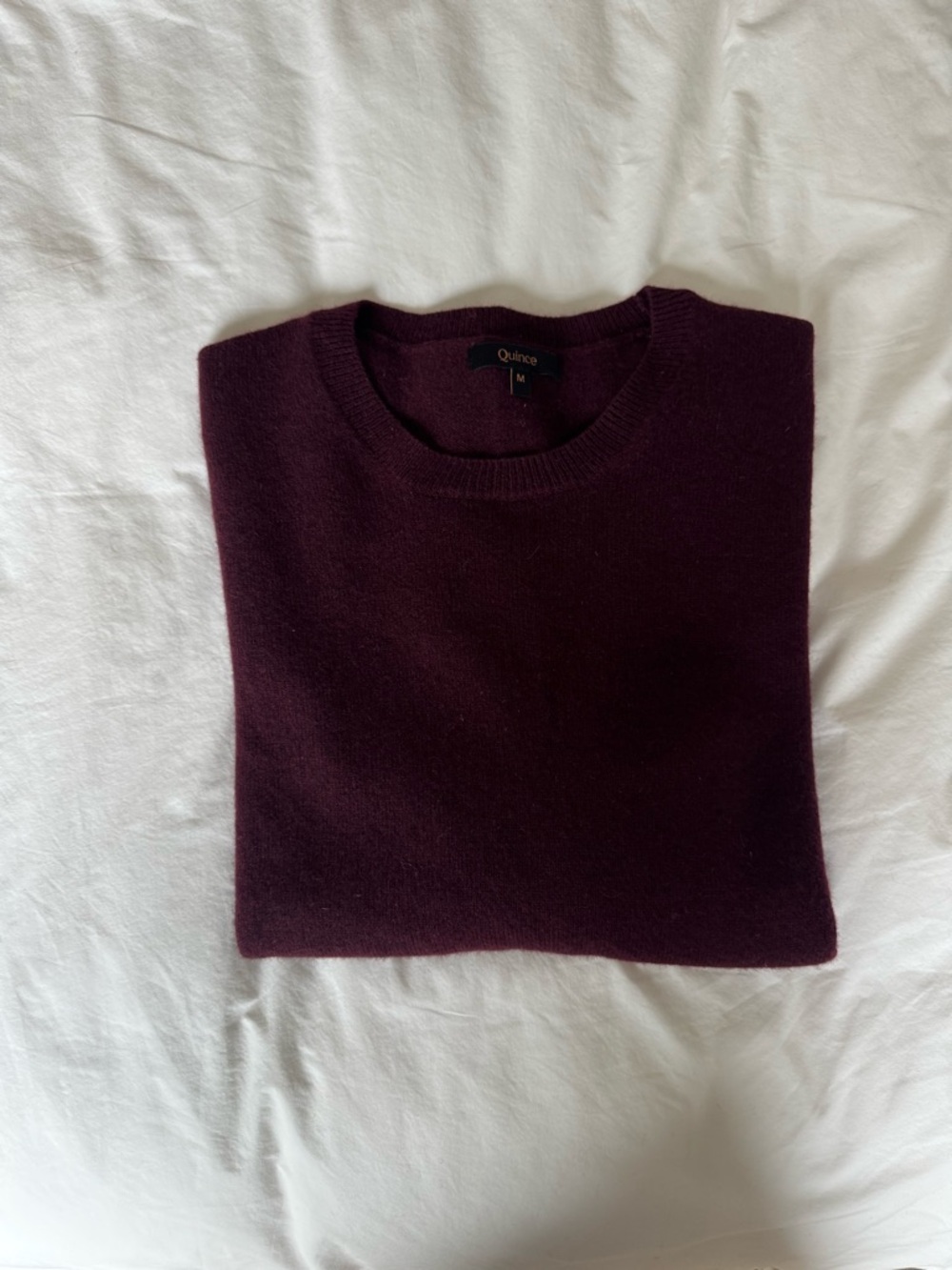 Quince - Mongolian Cashmere Crewneck Sweater in Burgundy - Picture 3 of 6